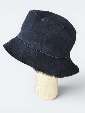Owen Barry Luxury Black Real Sheepskin Shearling Bucket Hat Made in UK